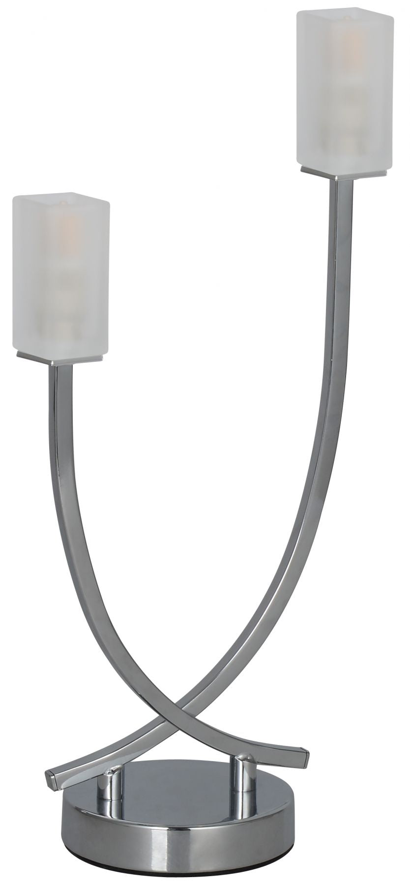 Magnalux Topaz 2 Light Polished Chrome Table Lamp c/w Square Glass Part Number - TOP02CHTL