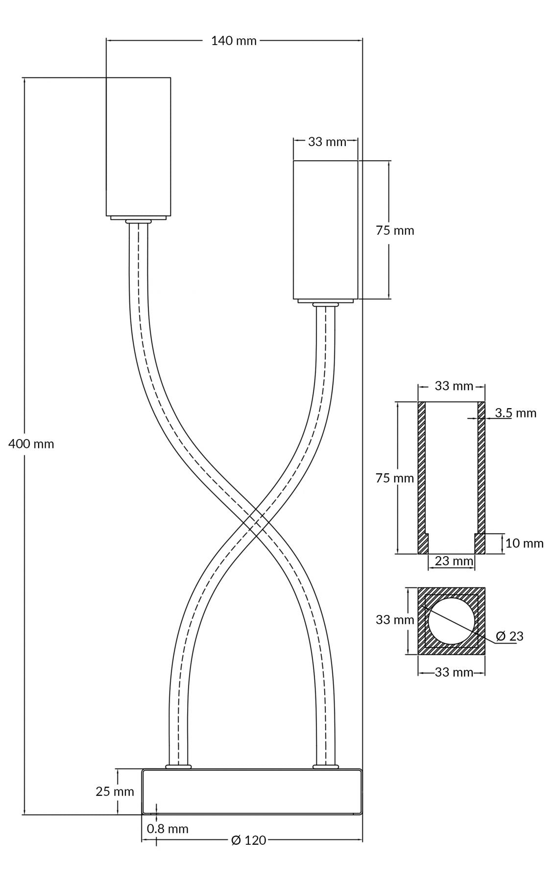 Magnalux Topaz 2 Light Polished Chrome Table Lamp c/w Square Glass Part Number - TOP02CHTL