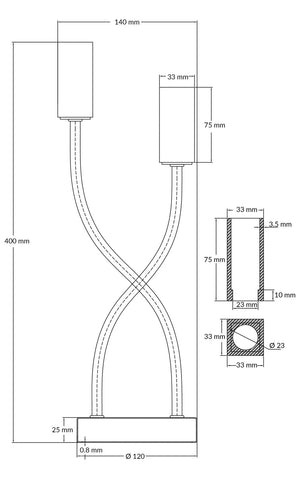 Magnalux Topaz 2 Light Polished Chrome Table Lamp c/w Square Glass Part Number - TOP02CHTL