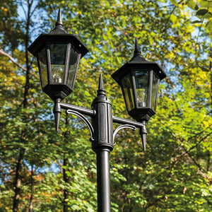 Norlys Valencia 2 Light Twin Head Lamp Post V6-BLACK