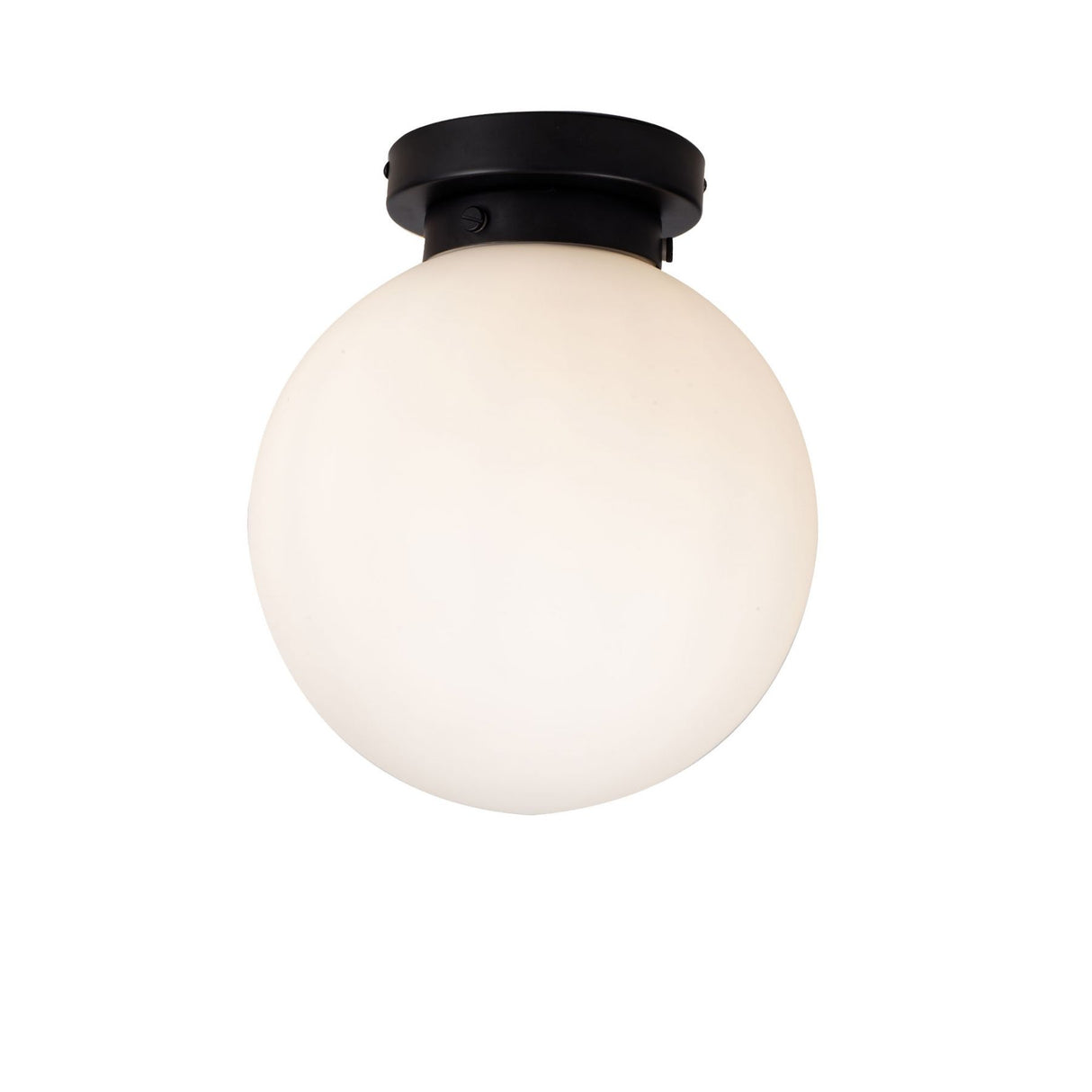 Magnalux Vanity 1 Light Flush Matt Black with Opal Ball Part Number - VAN01BLFL