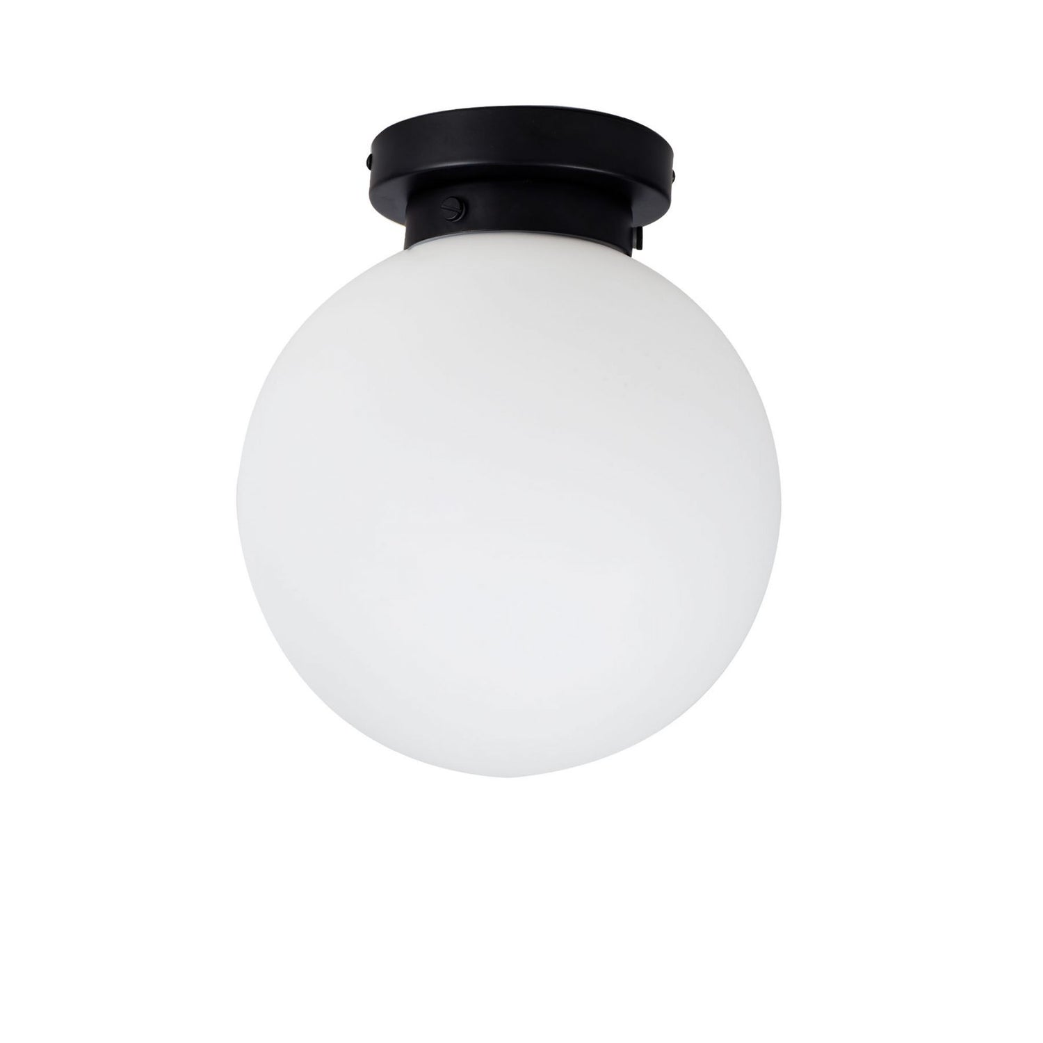 Magnalux Vanity 1 Light Flush Matt Black with Opal Ball Part Number - VAN01BLFL