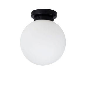 Magnalux Vanity 1 Light Flush Matt Black with Opal Ball Part Number - VAN01BLFL
