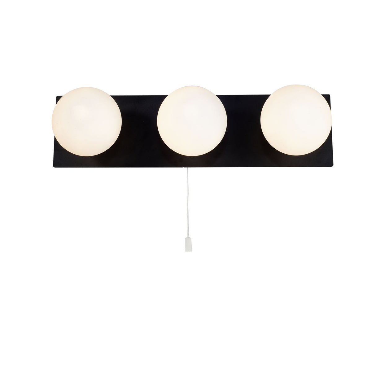 Magnalux Vanity 3 Light Matt Black with Opal Ball Part Number - VAN03BLWL