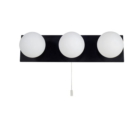 Magnalux Vanity 3 Light Matt Black with Opal Ball Part Number - VAN03BLWL