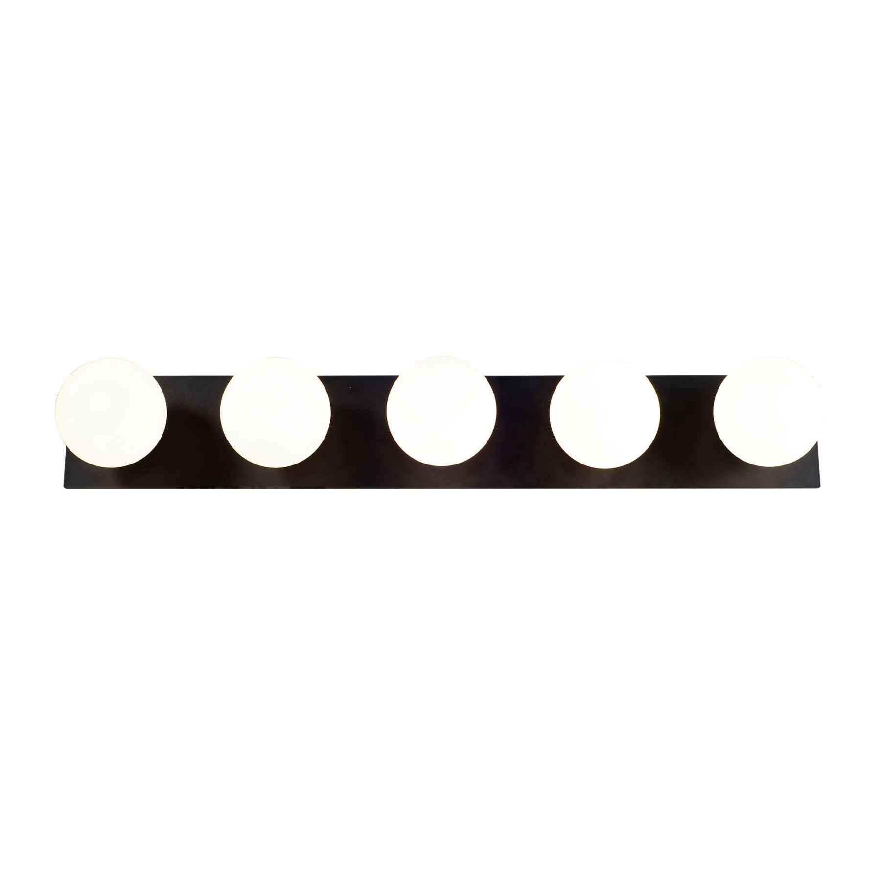 Magnalux Vanity 5 Light Matt Black with Opal Ball Part Number - VAN05BL