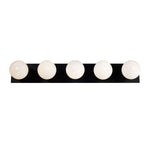 Magnalux Vanity 5 Light Matt Black with Opal Ball Part Number - VAN05BL