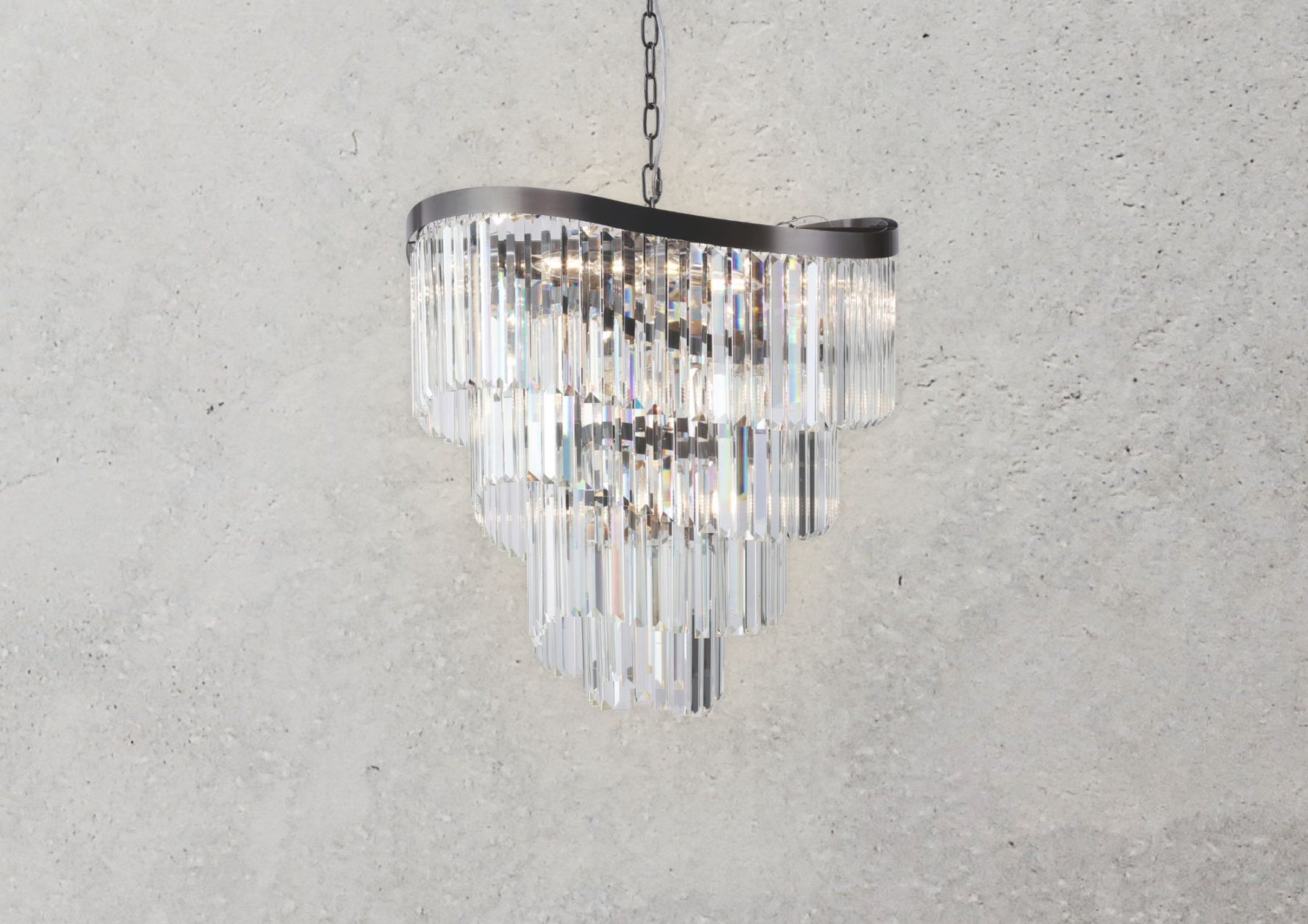 Magnalux Waverly 12  Light Crystal Pendant Brushed Black Chrome Part Number - WAV12BBC
