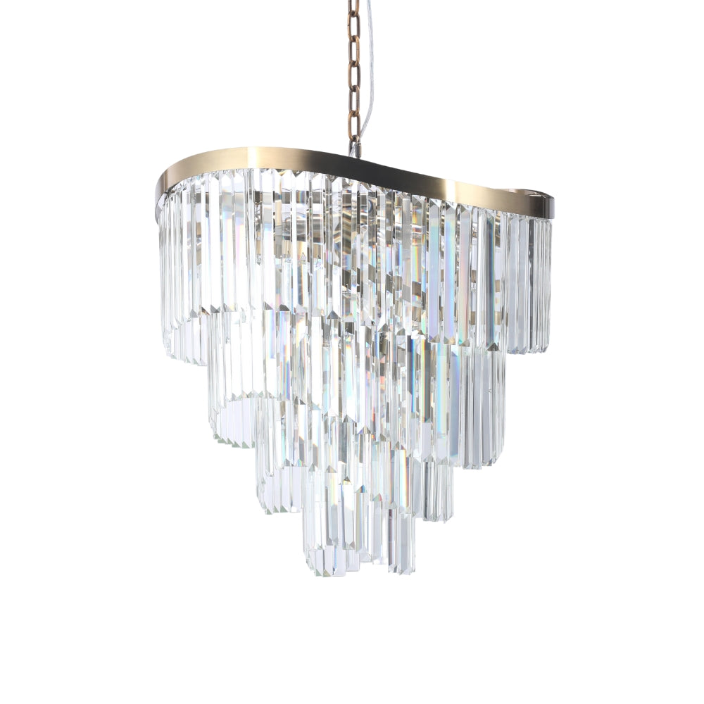 Magnalux Waverly 12  Light Crystal Pendant Satin Brass Part Number - WAV12SB