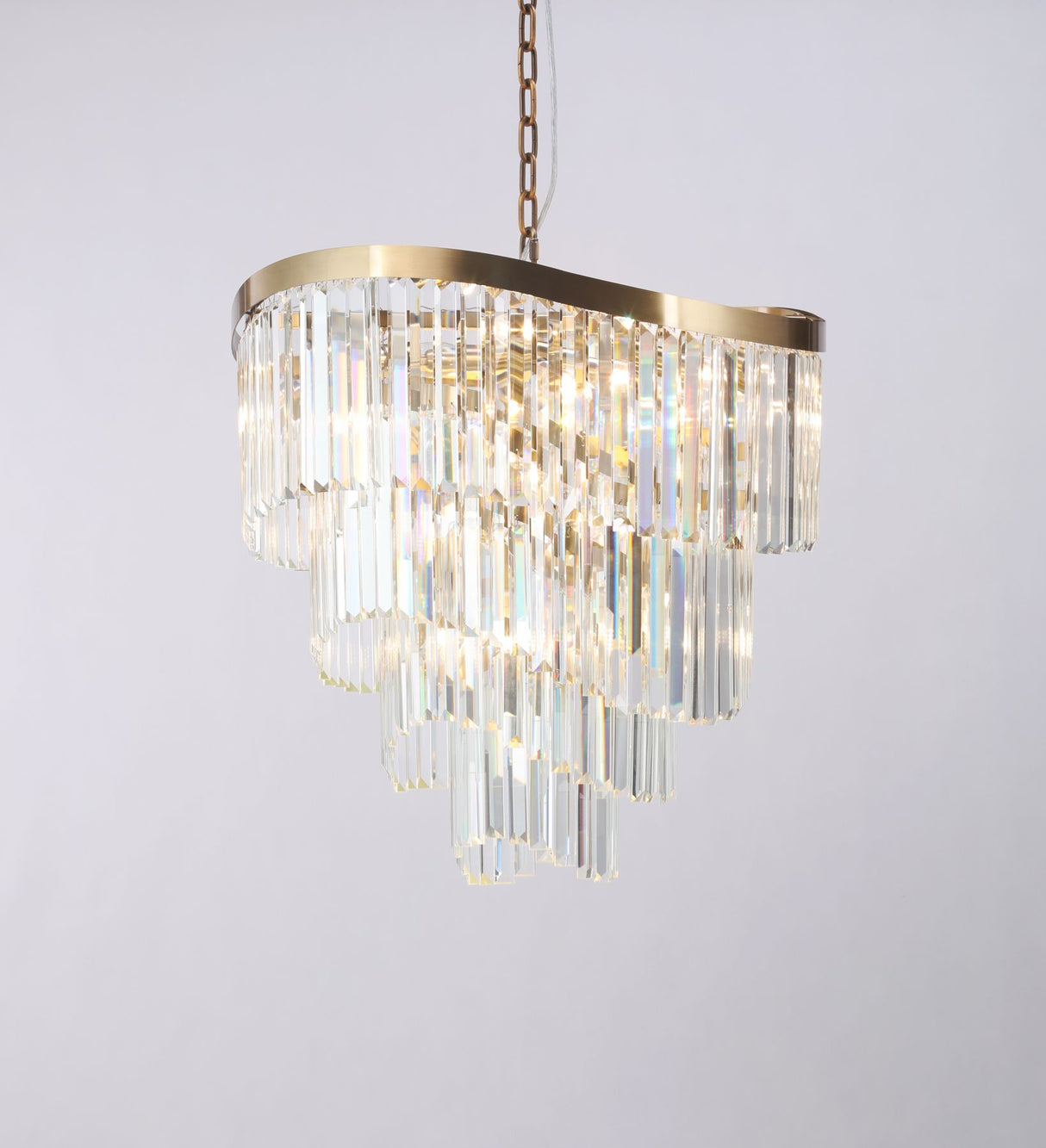 Magnalux Waverly 12  Light Crystal Pendant Satin Brass Part Number - WAV12SB