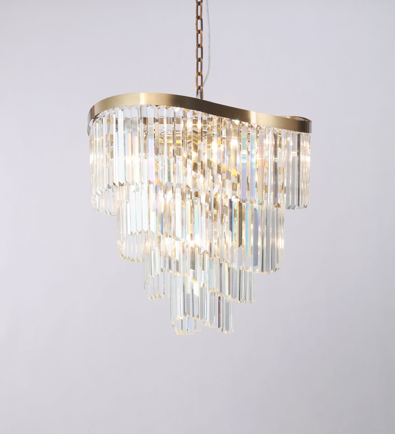Magnalux Waverly 12  Light Crystal Pendant Satin Brass Part Number - WAV12SB