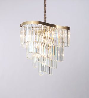 Magnalux Waverly 12  Light Crystal Pendant Satin Brass Part Number - WAV12SB