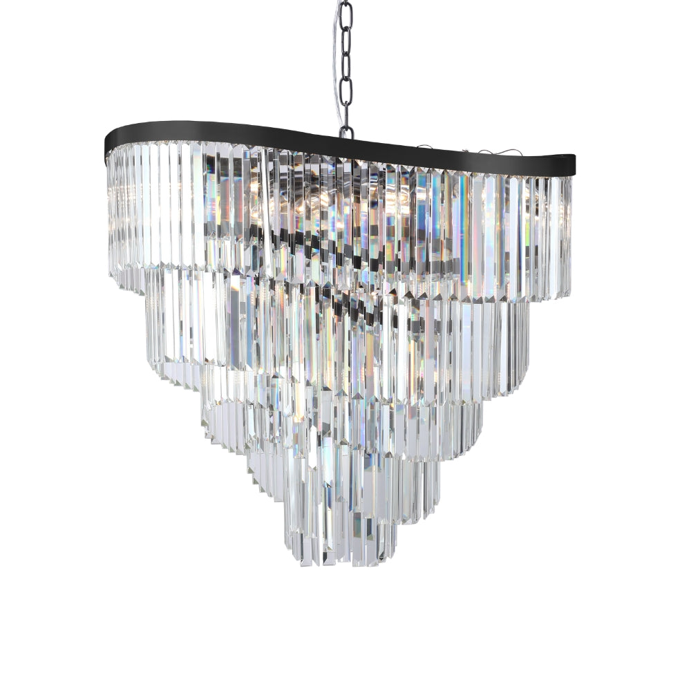 Magnalux Waverly 16 Light Crystal Pendant Brushed Black Chrome Part Number - WAV16BBC