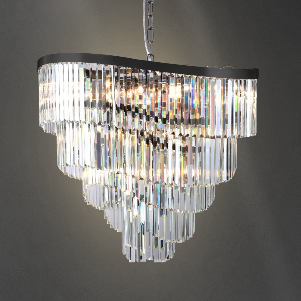 Magnalux Waverly 16 Light Crystal Pendant Brushed Black Chrome Part Number - WAV16BBC