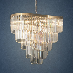 Magnalux Waverly 16 Light Crystal Pendant Satin Brass Part Number - WAV16SB