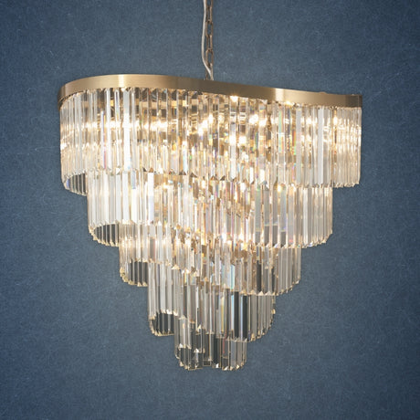Magnalux Waverly 16 Light Crystal Pendant Satin Brass Part Number - WAV16SB