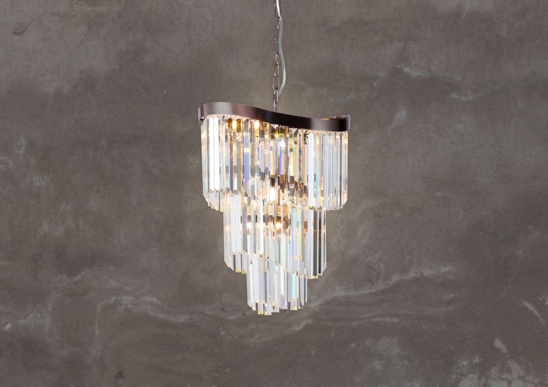 Magnalux Waverly 6 Light Crystal Pendant Brushed Black Chrome Part Number - WAV06BBC