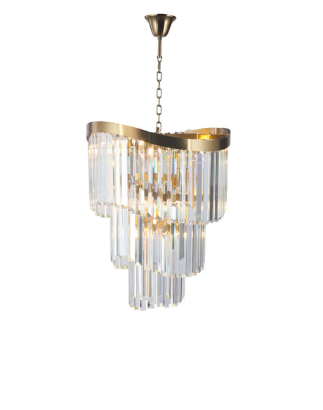 Magnalux Waverly 6 Light Crystal Pendant Satin Brass Part Number - WAV06SB