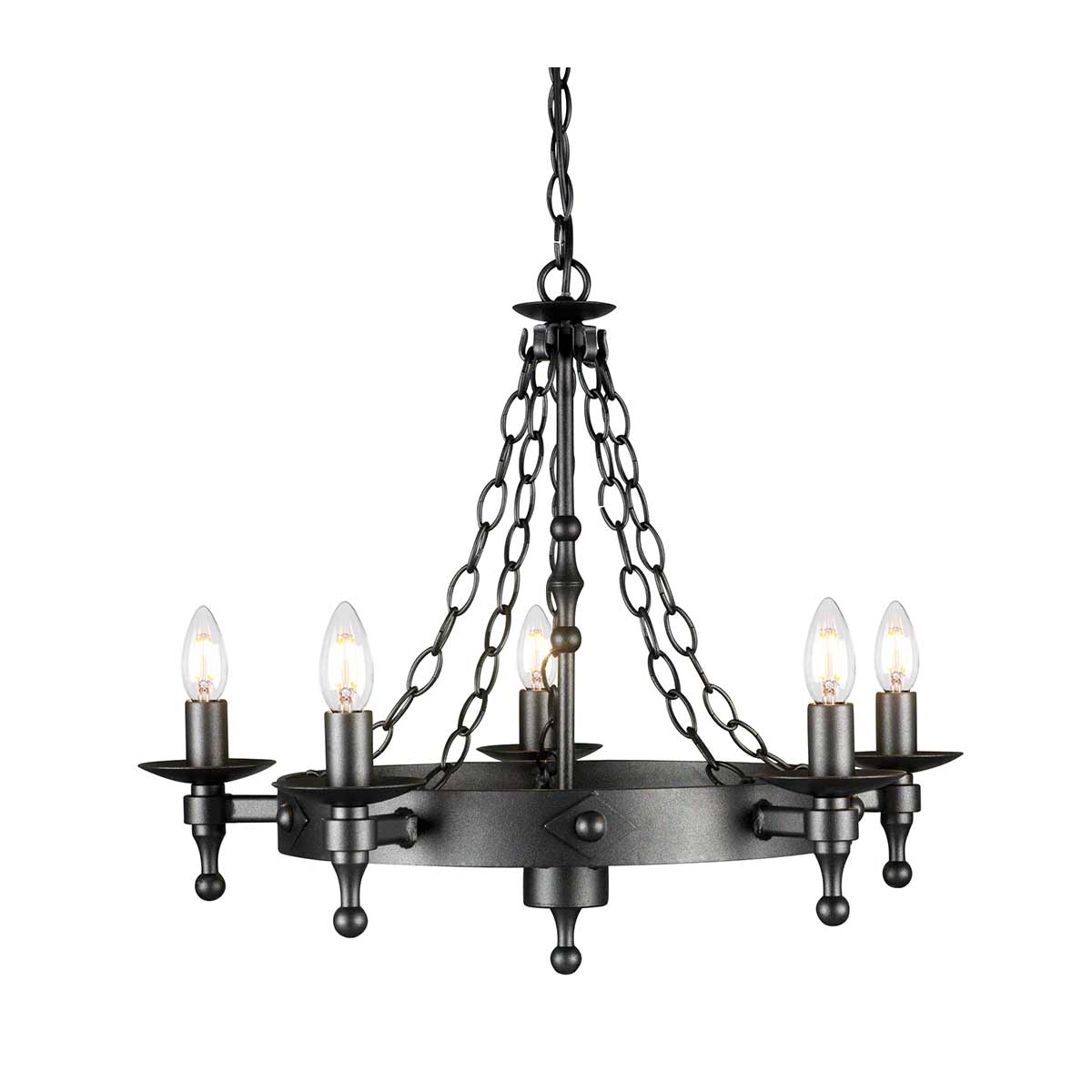 Elstead Lighting Chandelier from the Warwick range. Warwick 5 Light Chandelier  Product Code = WR5-GRAPHITE