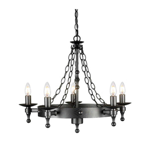 Elstead Lighting Chandelier from the Warwick range. Warwick 5 Light Chandelier  Product Code = WR5-GRAPHITE