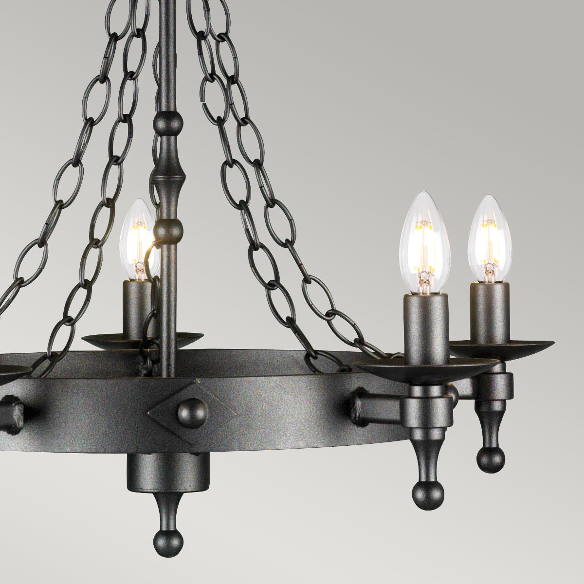 Elstead Lighting Chandelier from the Warwick range. Warwick 5 Light Chandelier  Product Code = WR5-GRAPHITE
