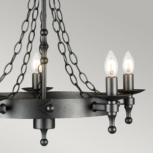 Elstead Lighting Chandelier from the Warwick range. Warwick 5 Light Chandelier  Product Code = WR5-GRAPHITE