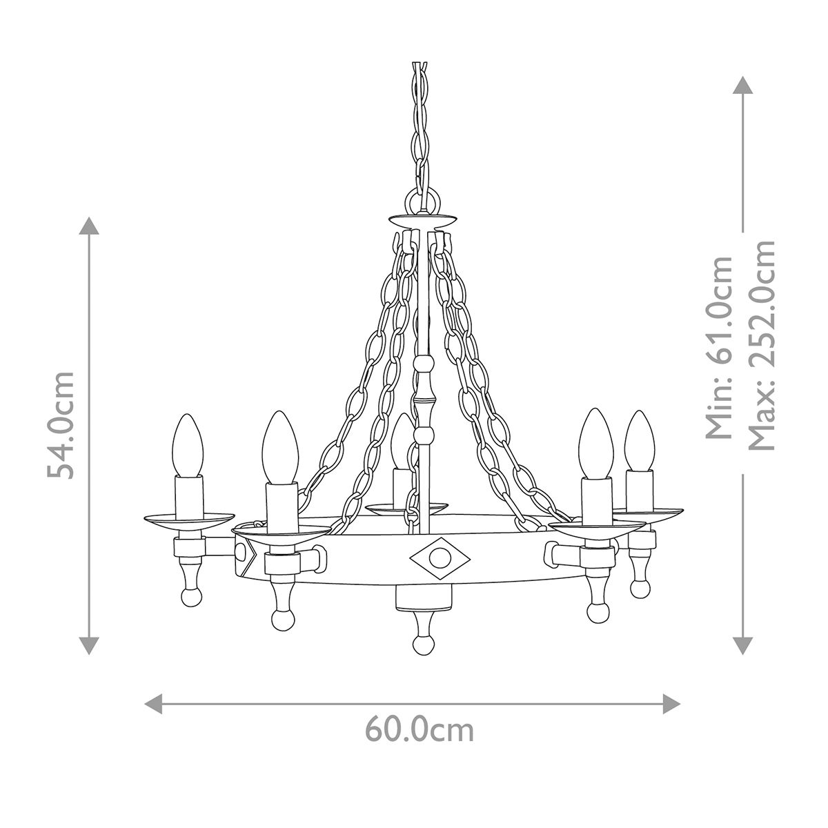 Elstead Lighting Chandelier from the Warwick range. Warwick 5 Light Chandelier – SKU WR5-GRAPHITE