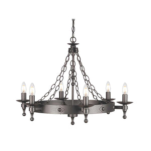 Elstead Lighting Chandelier from the Warwick range. Warwick 6 Light Chandelier  Product Code = WR6-GRAPHITE