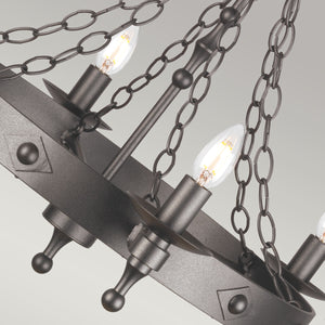 Elstead Lighting Chandelier from the Warwick range. Warwick 6 Light Chandelier  Product Code = WR6-GRAPHITE