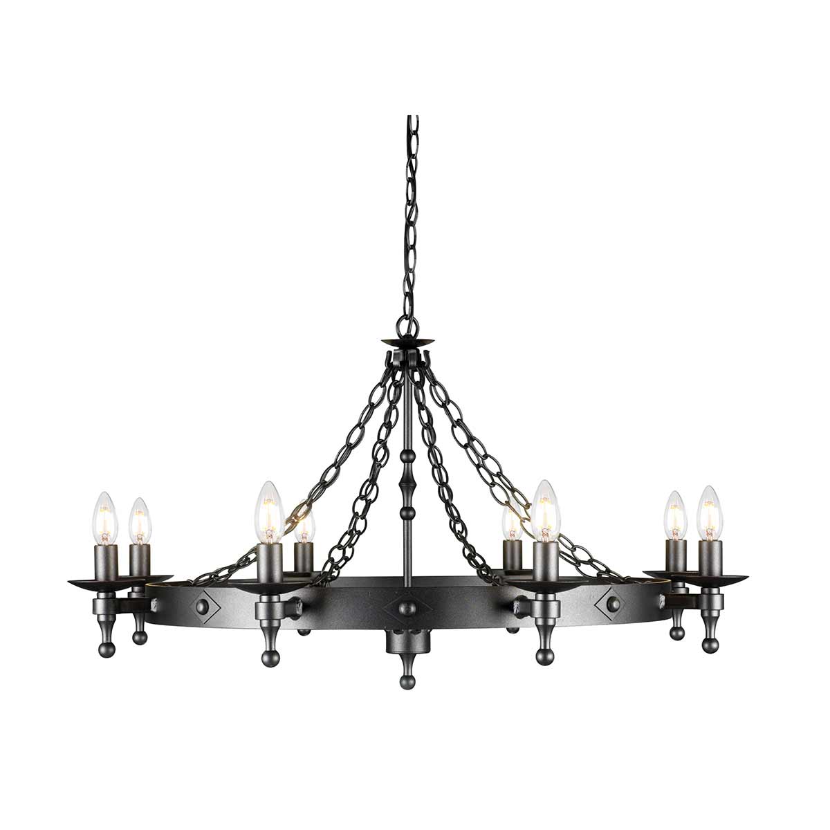 Elstead Lighting Chandelier from the Warwick range. Warwick 8 Light Chandelier  Product Code = WR8-GRAPHITE