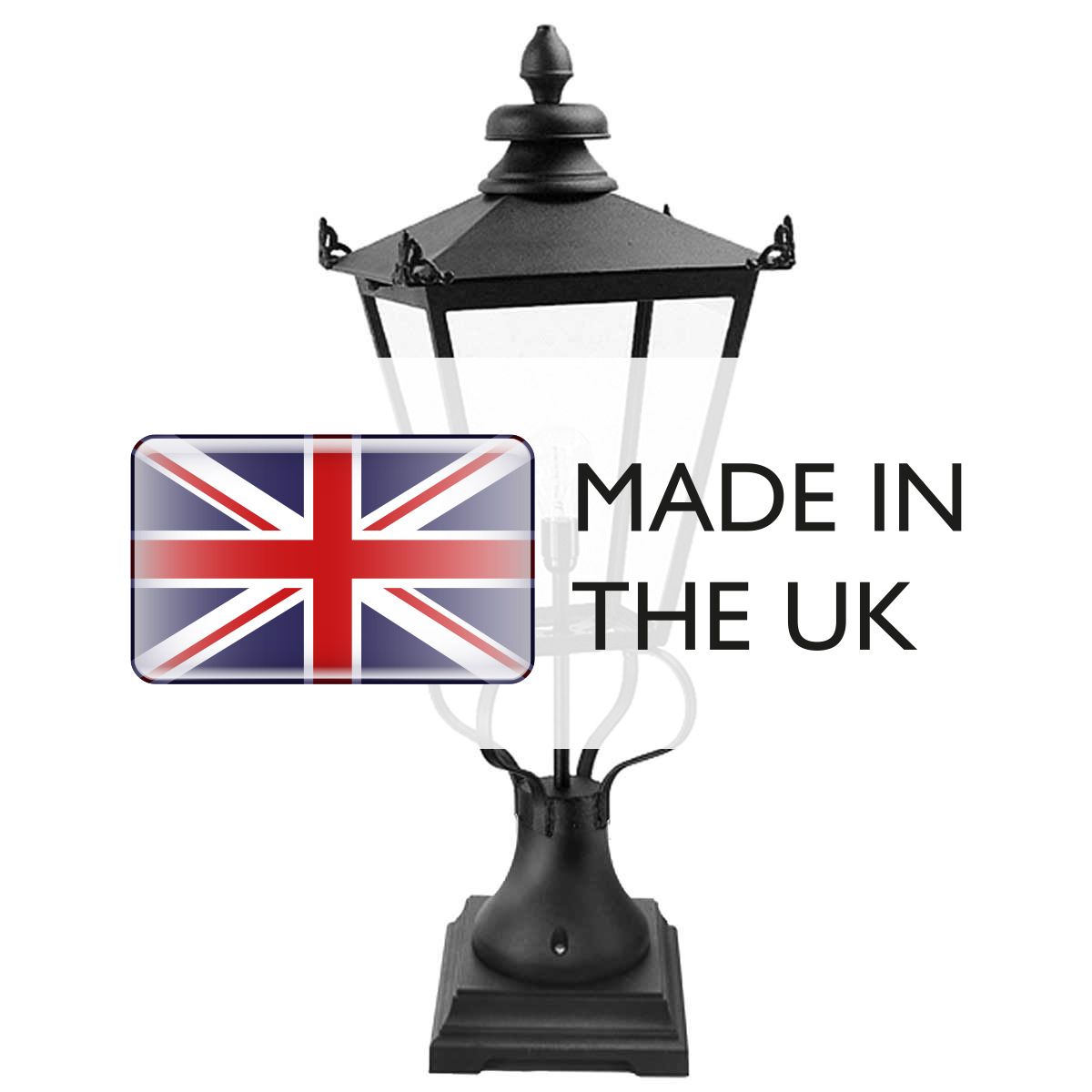 Elstead Lighting Pedestal Lantern from the Wilmslow range. Wilmslow 1 Light Pedestal Lantern – SKU WSLN1-BLACK
