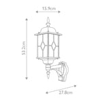 Elstead Lighting Outdoor Wall Light from the Wexford range. Wexford 1 Light Up Wall Lantern with PIR – SKU WX1-PIR