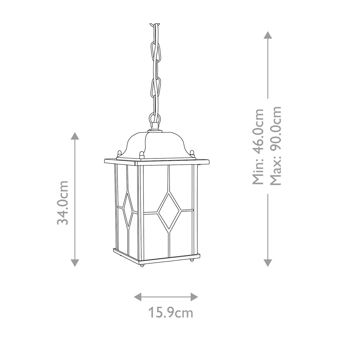 Elstead Lighting Outdoor Hanging from the Wexford range. Wexford 1 Light Chain Lantern – SKU WX9