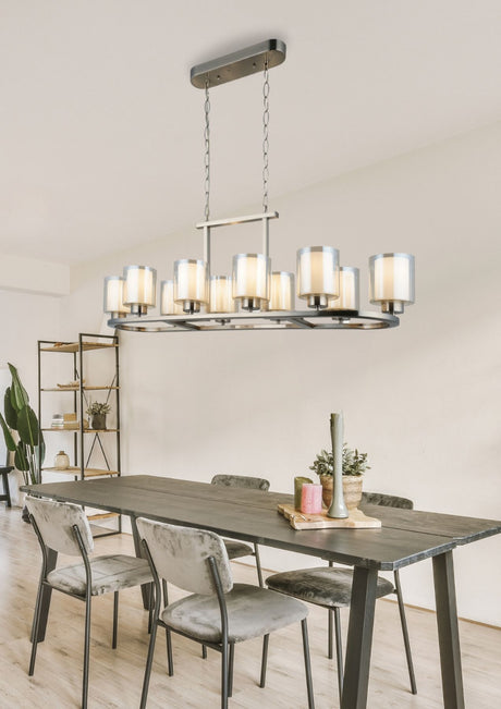 Magnalux Yara 10 Light Satin Chrome Long Pendant Part Number - YAR10SCB
