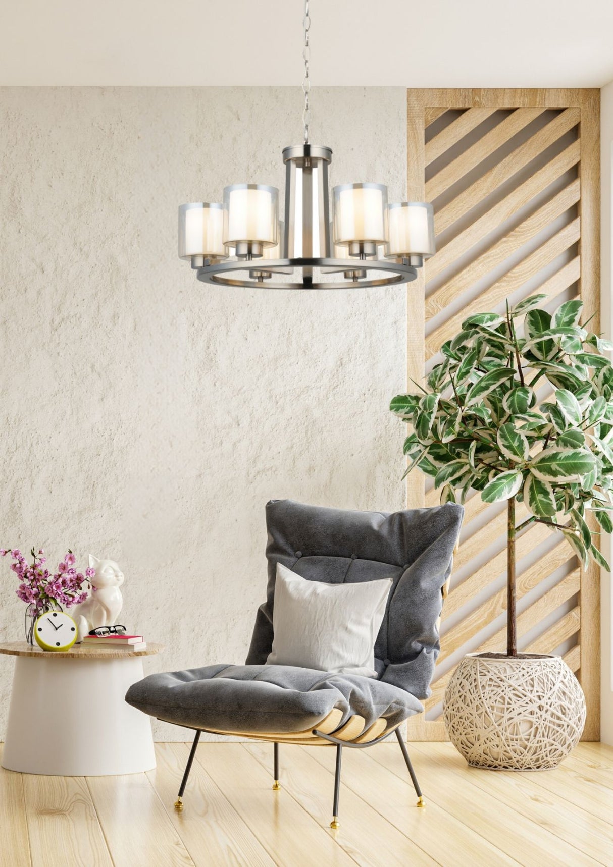 Magnalux Yara 6 Light Satin Chrome Pendant Part Number - YAR06SC