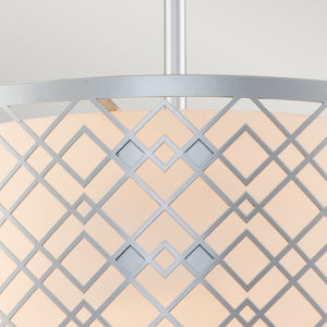 Elstead Lighting Pendant from the Ziggy range. Ziggy 2lt Medium Pendant - Lacquered Silver Product Code = ZIGGY-2P-M-LS
