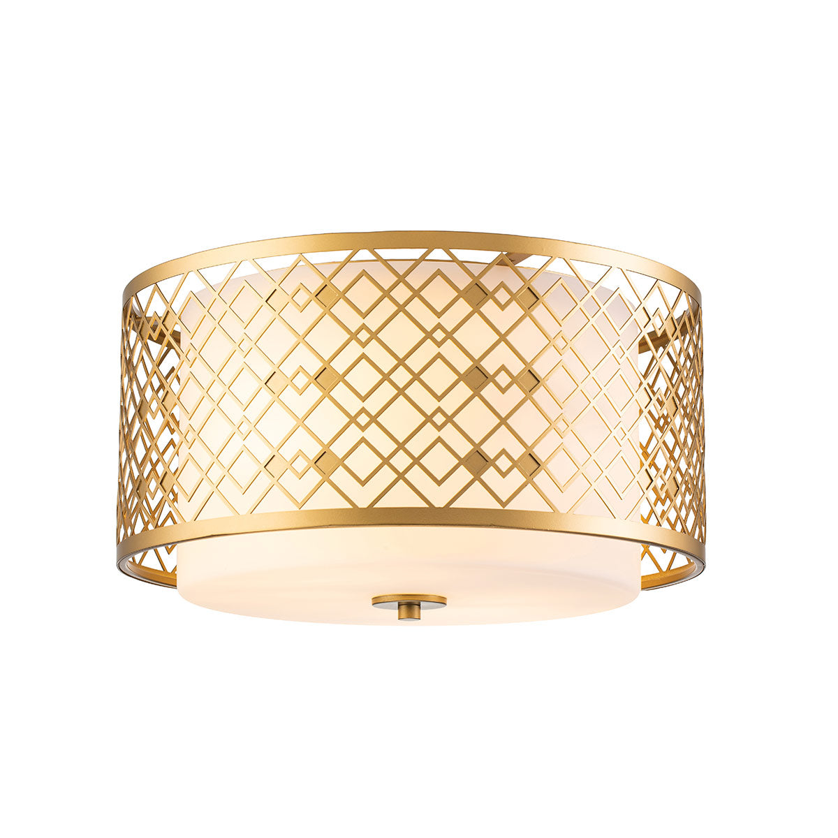 Elstead Lighting Ceiling Flush from the Ziggy range. Ziggy 2lt Medium Flush - Lacquered Gold Product Code = ZIGGY-F-M-LG
