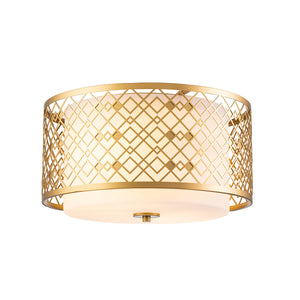 Elstead Lighting Ceiling Flush from the Ziggy range. Ziggy 2lt Medium Flush - Lacquered Gold Product Code = ZIGGY-F-M-LG