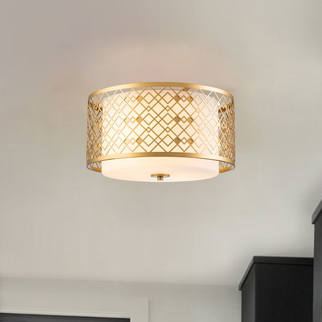 Elstead Lighting Ceiling Flush from the Ziggy range. Ziggy 2lt Medium Flush - Lacquered Gold Product Code = ZIGGY-F-M-LG