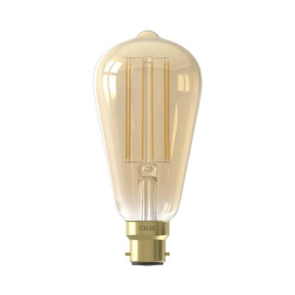 Calex 1101001900 Calex LED Straight Filament ST64 Lamp 3.5W (25W eq.) B22d Gold 2100K Dimmable LED Squirrel Cage ST64 LED Lamps - First Light Direct - LED Lamps and Lighting 