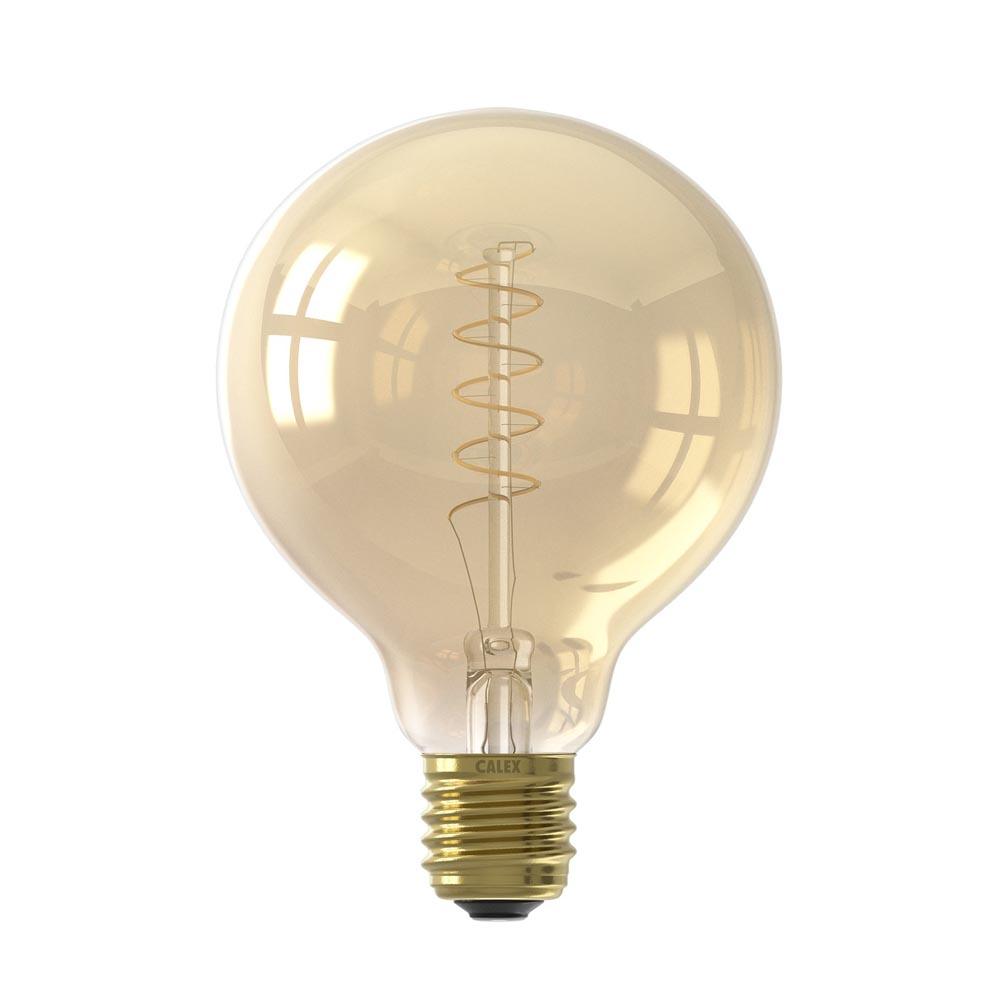 Calex FL-CP-L4RND95ESG/SPI/DIM CLX - Calex 425779 Calex LED Spiral Filament 95mm Globe 4W 240V ES Gold 2100K Dimmable LED Globes LED Lamps