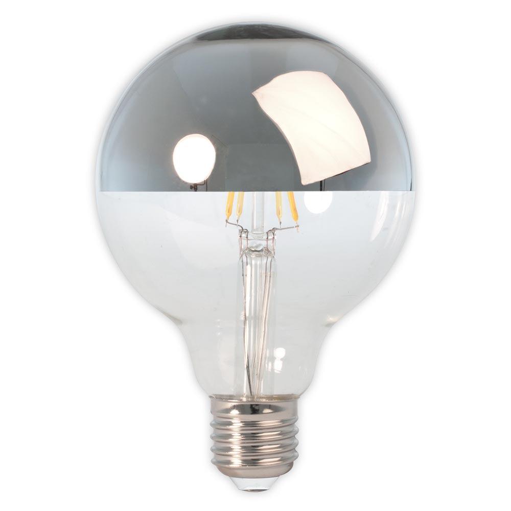 Calex FL-CP-LCS3.5RND95ES/XWW/DIM CLX - Calex 1101002600 Calex Crown Silver 95mm Globe Extra White White 3.5W 240V ES Dimmable LED Globes LED Lamps