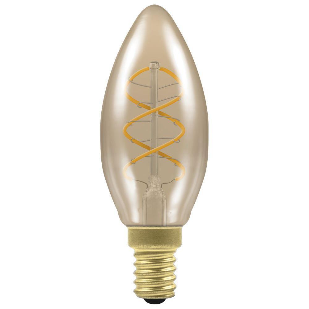 Crompton Lamps FL-CP-LCND3.5SESGVWW CRO - Crompton Lamps LED Candle Spiral Filament Antique Dimmable 3.5W 2200K SES E14 Small Edison Screwed Cap