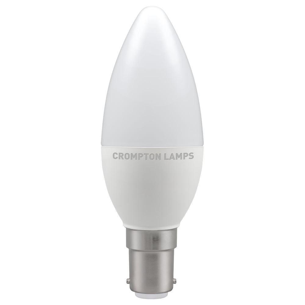 Crompton Lamps FL-CP-LCND5.5SBCOVWW CROM - Crompton Lamps 11304 Crompton LED Candle Thermal Plastic 5.5W B15d Very Warm White Opal LED Candles LED Lamps