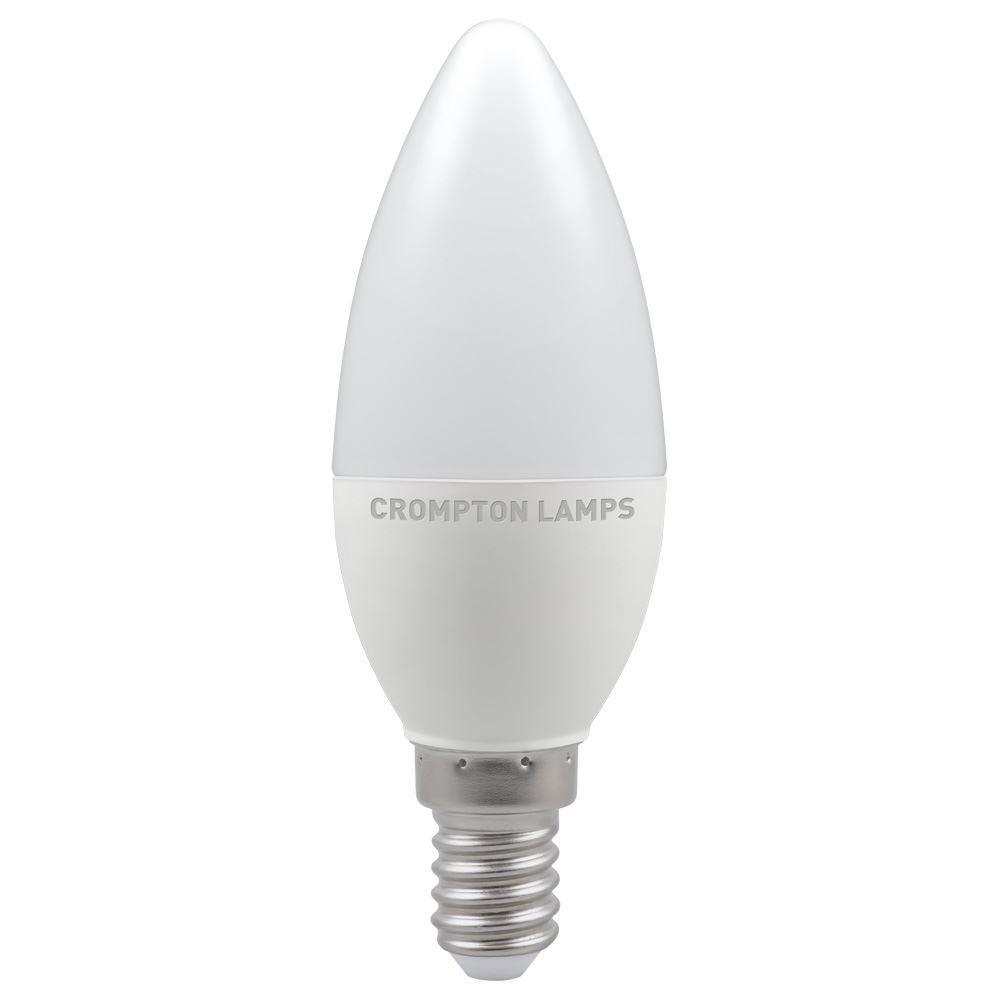 Crompton Lamps FL-CP-LCND5.5SESOVWW CROM - Crompton Lamps Crompton LED Candle Thermal Plastic 5.5W E14 Small Edison Screwed Cap Very Warm White Opal