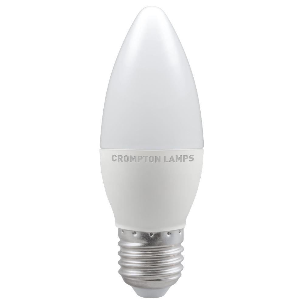 Crompton Lamps FL-CP-LCND5ESOVWW/DIM CROM - Crompton Lamps 13483 Crompton LED Candle Thermal Plastic 5W (40W) E27 2700K Opal Dimmable LED Candles LED Lamps