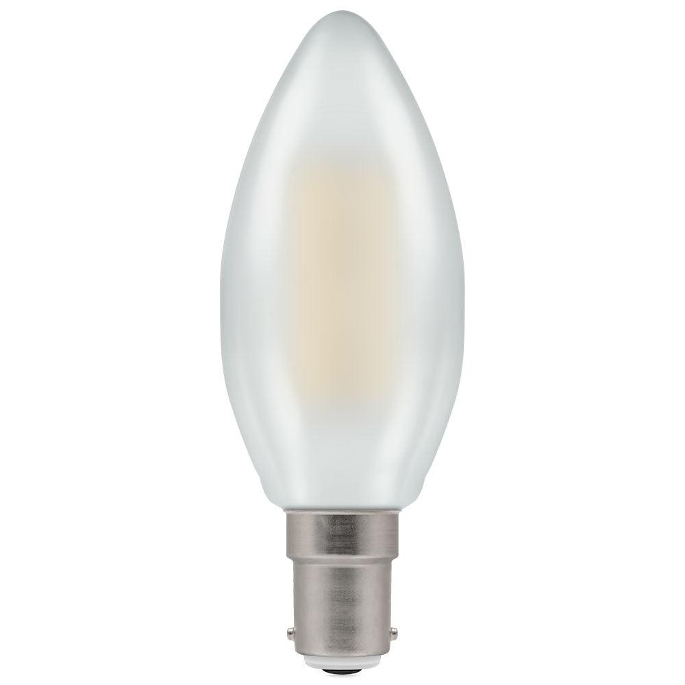 Crompton Lamps FL-CP-LCND5SBCOVWW/DIM CRO - Crompton Lamps Crompton LED Candles Crompton LED Filament Candle 5W 240V Very Warm White B15b Pearl Dimmable Part Number = 7185