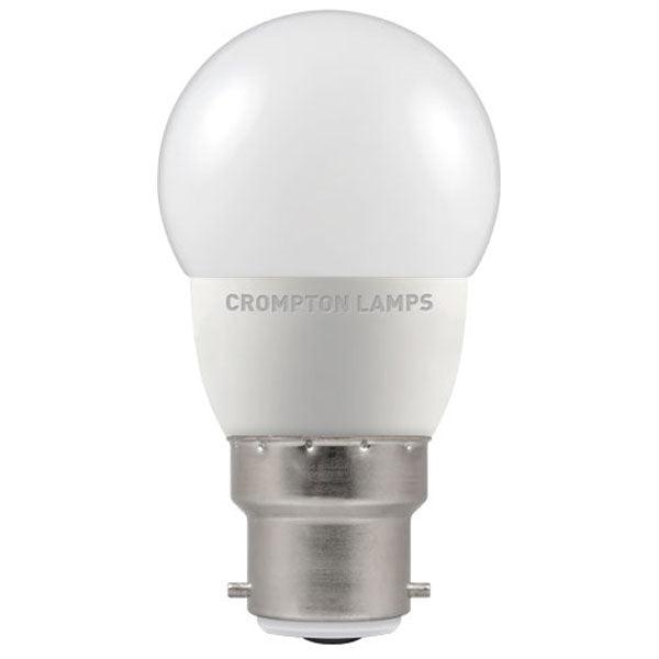 Crompton Lamps FL-CP-LRND45BCO/5VWW/DIM CRO - Crompton Lamps 13568 Crompton LED 45mm Round Thermal Plastic 5W BC 2700K Very Warm White Opal Dimmable LED 45mm Round LED Lamps