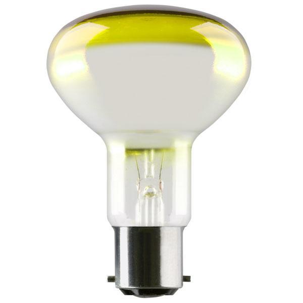 Crompton Lamps R80 240V 60W B22d Bayonet Cap YELLOW - First Light Direct - LED Lamps and Lighting 