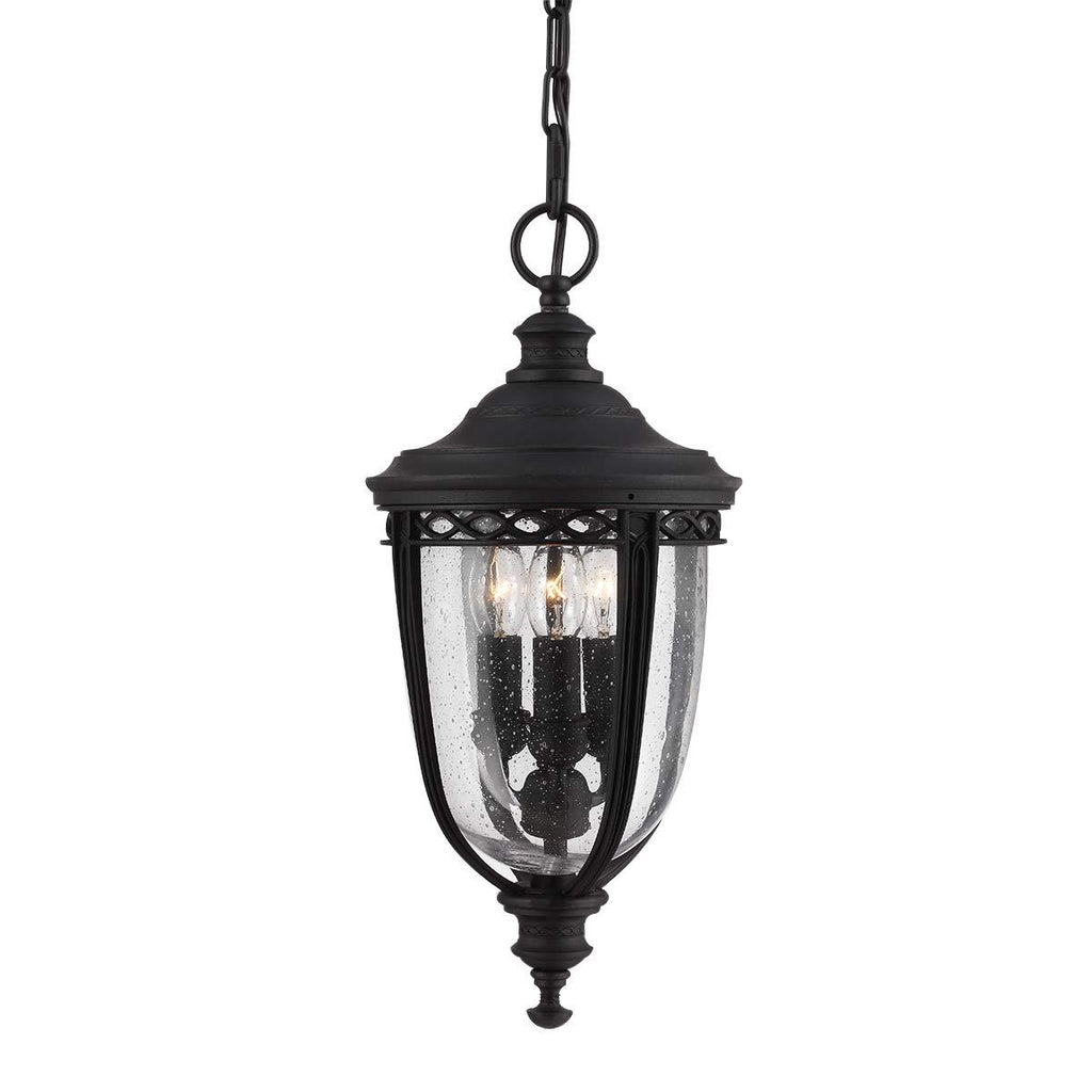 Elstead Lighting FE-EB8-M-BLK - Feiss Outdoor Hanging from the English Bridle range. English Bridle 3 Light Medium Chain Lantern Product Code = FE-EB8-M-BLK